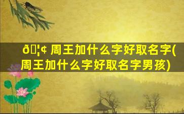 🦢 周王加什么字好取名字(周王加什么字好取名字男孩)